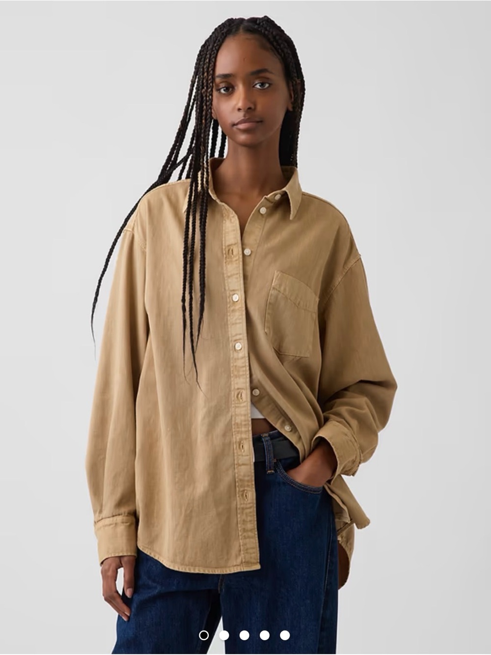 NWT Gap Women’s denim Tan Button-down Shirt